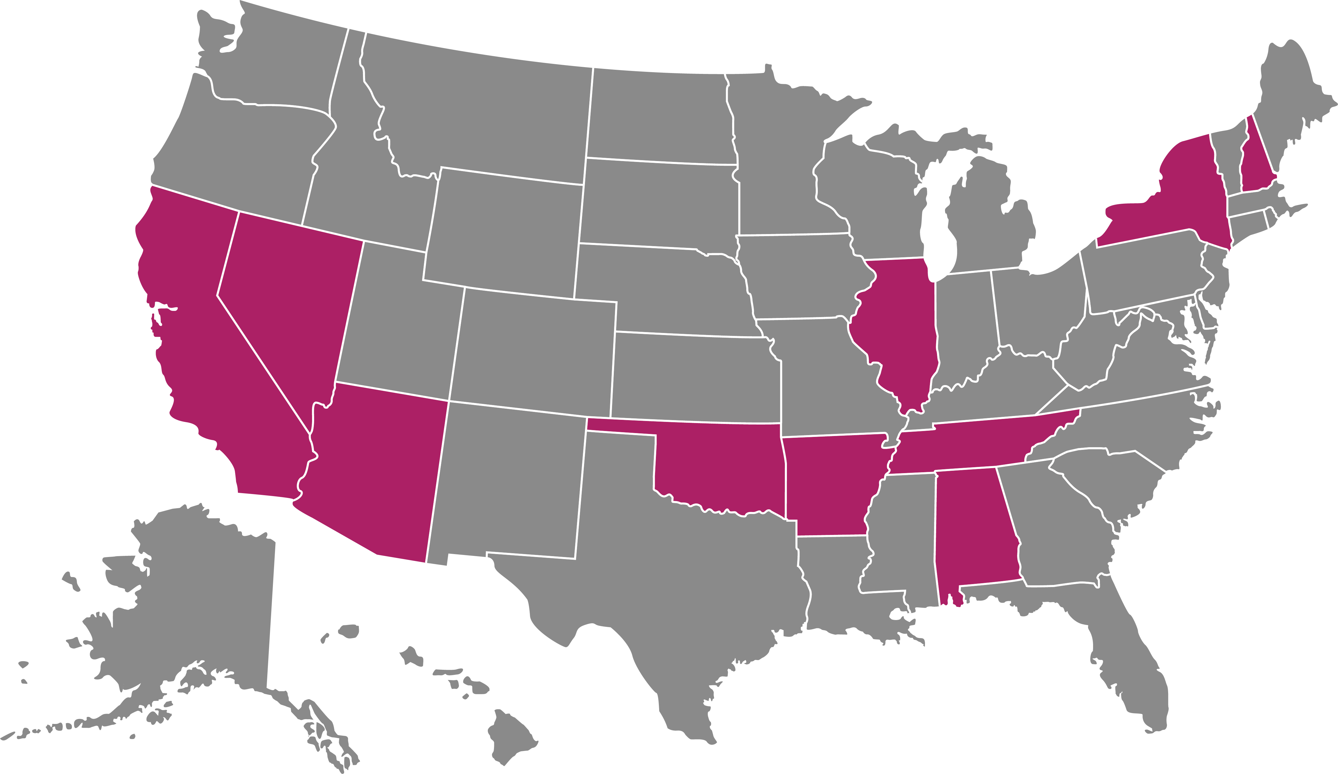 United States Map with Participating States